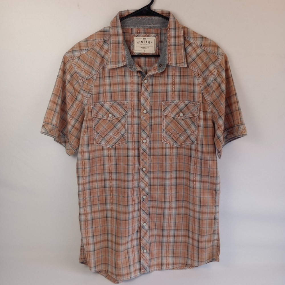 BKE Vintage Pearl Snap Short Sleeve Large